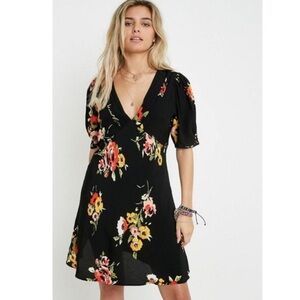 Free People Black Floral Mini Dress